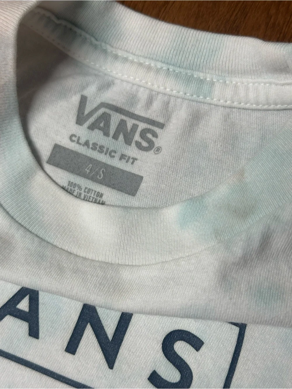 2 Vans Kids Navy & Teal Striped Tee with White Tie-Dye Logo Shirt
